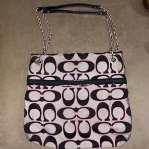 Coach Black and Pink Shoulder Bag with Signature Style